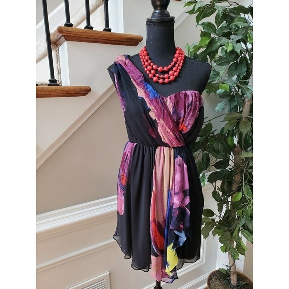 Tibi Multicolor 100% Silky One Shoulder Dress - Picture 1 of 12